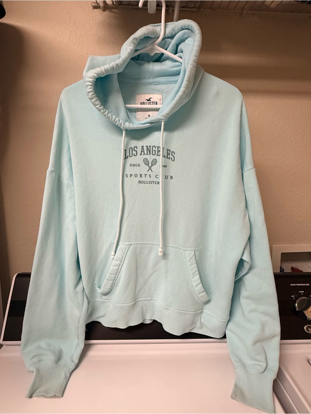 Hollister Aqua Blue Hoodie Sweatshirt Women’s M, Drawstring Hoodie, Pouch Pocket